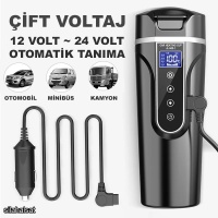 4ü 1 arada, 12v - 24v araç su ısıtıcısı ve termos. 450ml büyük boy. Dokunmatik dijital ekran.