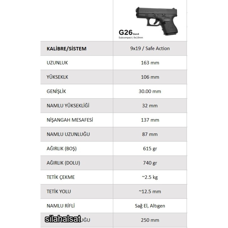 GLOCK G26 Gen 4 Sahibinden (3 şarjör+çanta+kılıf vs)